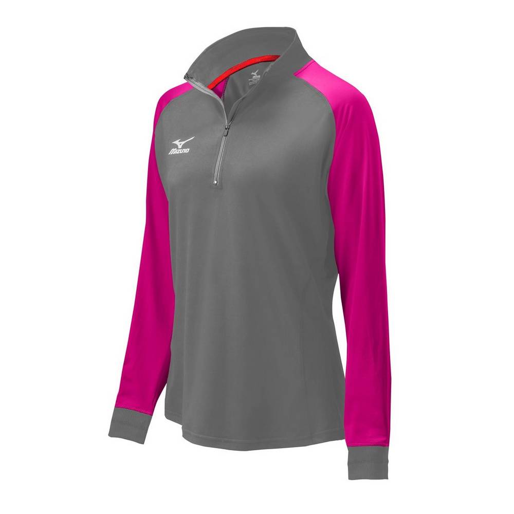 Mizuno Prime 1/2 Zip - Bayan Mont - Gri/Pembe/Siyah Türkiye (HBEZYA-086)